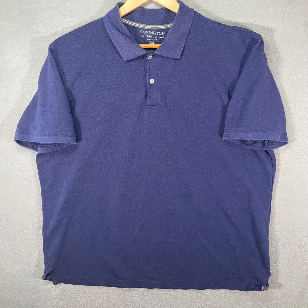 Covington Mens Navy‎ Blue Classic Fit Short Sleeve Polo Shirt XXL